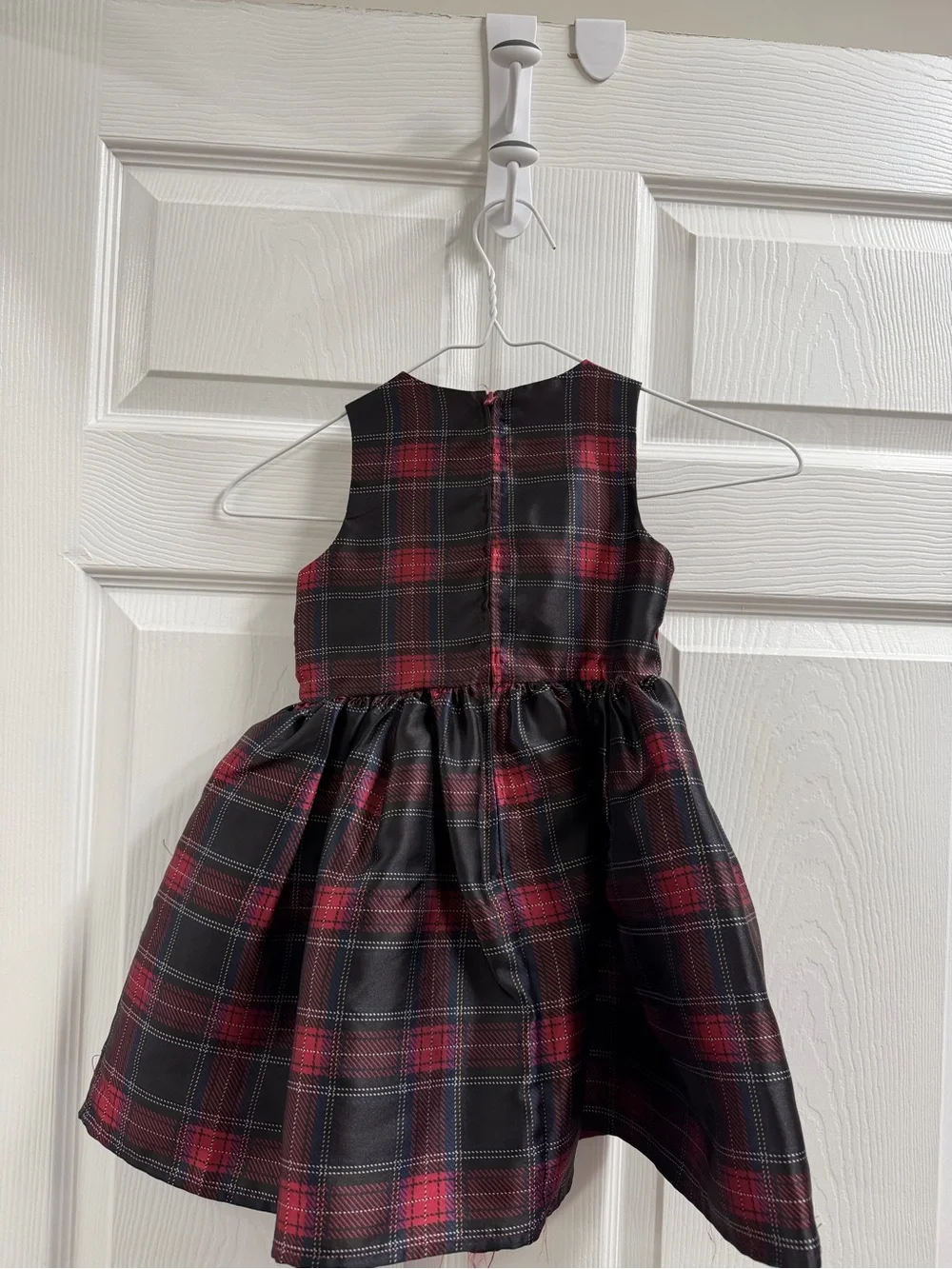 Plaid Red Velvet Bow Holiday Dress for Girls